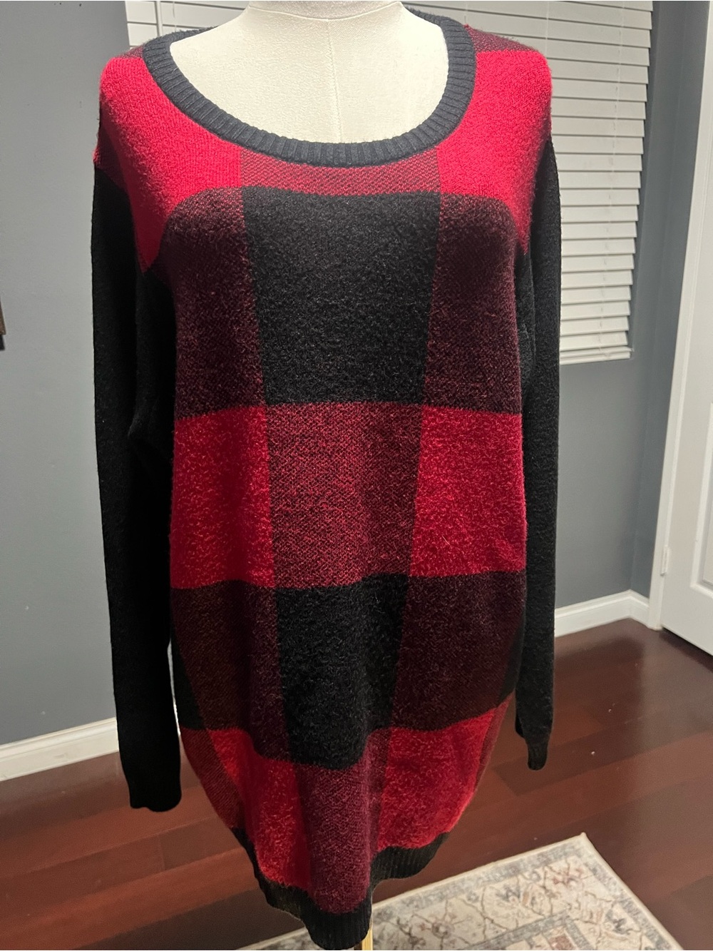 Blair Women’s Red and Black Buffalo Plaid Sweater. Size XXL
